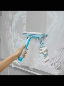 1pcs 3-In-1 Bathroom Glass & Mirror Cleaner With Spray & Squeegee - 淺藍色 - 查看 1