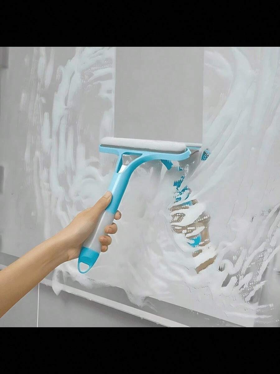 1pcs 3-In-1 Bathroom Glass & Mirror Cleaner With Spray & Squeegee - 淺藍色 - 查看 1