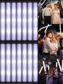 36 件 LED 白色泡沫棒白光闪光欢呼棒婚礼棒婚礼新娘礼物派对单夜灯狂欢派对发光氛围用品夏季生日礼物海滩返校学校用品房间装饰