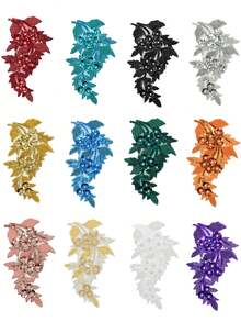 20 piezas/paquete, colores surtidos, nuevos parches de aplicación de cristal de strass bordados en 3D, adecuados para decoración de ropa, reparación, accesorios de vestidos de novia DIY, manualidades de bordado y costura - Multicolor - Ver 13