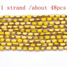 Approx. 48pcs 4*6mm Gold Edged Colorful Crystal Glass Beads, Middle Hole, DIY Crafts For Jewelry Making, Shoes, Accessories, Phone Chains, Necklaces, Bracelets, Eyeglasses Chains, Headpieces - Multicolor - View 19