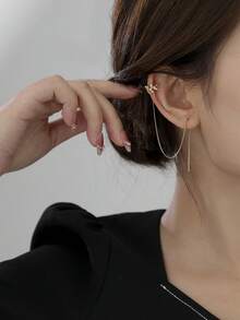 Nooxian 1 Đôi bông tai xỏ lỗ tua rua hình lá - vàng vàng - Xem 3