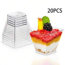 5pcs/20pcs/50pcs/100pcs/Set Transparent Square Mousse Cup, Dessert & Pastry Cup For Pudding And Sweet Treats Back To School - Clear - View 11