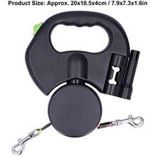 Correa Retráctil para Perros, Nylon 1 Tow 2 Correa Doble Retráctil para Perro con Linterna, Correa para Mascotas Sin Enredos de 360° 9.8 Pies para Perros de Hasta 55 Libras, Freno de Una Mano, Pausa(default) - Multicolor - Ver 7