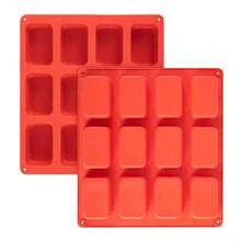 1pc Mini Silicone Molds Petite Loaf, 12 Cup Cupcake Baking Pan - Free Paper Muffin Cups - Non Stick, 100% Silicon & Dishwasher Silicon Bakeware - Red - View 7
