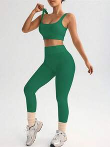 Ribbed Fitness Set - Soft Comfort And Practicality. - Green - View 4