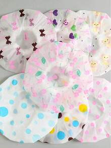 1pc Mixed Pattern Waterproof Shower Cap, Printed Shower Cap, PVC Dustproof Waterproof Shower Head Cover, Thick Reusable Shower Cap, Suitable For Home, Travel, Salon, Beauty Salon And Other Occasions - 1pc-random Color - View 2