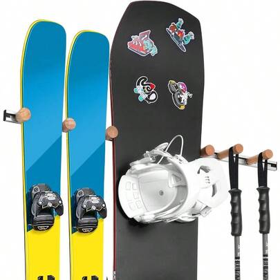 Ski And Snowboard Wall Mount Adjustable Storage Rack For Ski Snowboard Skateboard Space-Saving Tool Organizer Easy DIY Installation For Garage And Home Display 31.5inch