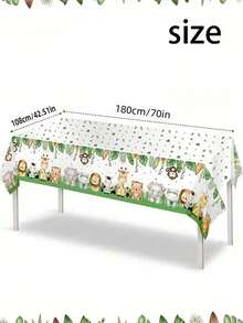 1/2/4/6 件丛林动物园主题桌布，森林狮子生日派对装饰一次性防水餐具，适用于户外、庭院、家居、派对、聚会 - 綠色 - 查看 12