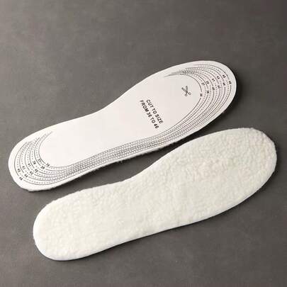 1 Pair Of Autumn And Winter Warm Insoles For Both Men And Women, Soft Sole, Shock-Absorbing, Highly Elastic, Comfortable, Breathable And Warm Insoles, Warm Thickened Wool Insoles, Soft, Comfortable And Breathable, Can Be Cut To Size