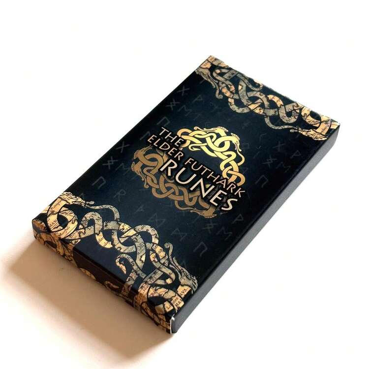 A Set Of 26 The Elder Futhark Runes Oracle Cards, Rune Therapy Oracle Cards For Women Beginners, High Quality Paper Materials, Nordic Rune Symbols - Black - View 2