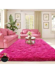 Area Rugs For Living Room, Large Fluffy Hot Pink Rug For Bedroom, Soft Shag Shaggy Fuzzy Carpets For Boys And Girls Dorm Room Home Decor - Màu Hồng Tươi - Xem 8