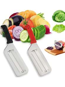 Cabbage Chopper Shredder, Cabbage Cutter Knife Kitchen Slicer Sauerkraut Cutter Coleslaw Grater, Sharp Stainless Steel Blades, Black & Red Handle - Multicolor - View 2