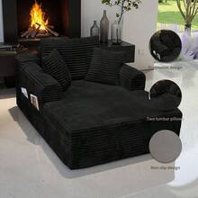 47'' Boneless Cloud Sofa Bed – Deep Seat Cushion No Assembly Required, Modern Fluffy Loveseat Couch For Living Room & Bedroom,For Small Spaces, Apartment, Movie Night - 黑色 - 查看 5