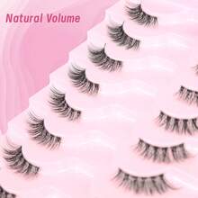 10 pares de pestañas postizas de media longitud con banda transparente, pestañas falsas de ojo de gato cortas y suaves de 3D de imitación de visón, pestañas postizas naturales y suaves para maquillaje