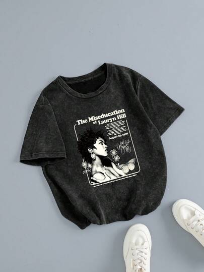 加大码女式夏季纯棉T恤 - 100%纯棉，夏季女式趣味“复古女性力量”图案T恤，韩版舒适复古女式时尚通勤百搭Y2K女装，街头风女式小众时尚Y2K朋克摇滚图案T恤，女式水洗短袖T恤