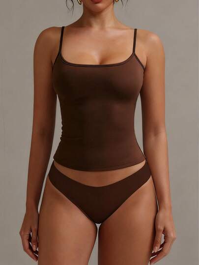 XLLAIS Sexy Backless Women Tank Top, Elastic Casual Spaghetti Strap Camisole