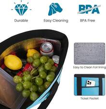 ZBEZBE Insulated Reusable Tote Bag For Grocery Shopping For Women/Men, Pizza/Food Delivery Bag To Keep Food Cold/Doordash/Grubub, Cooler Bags For Travel/Beach/Picnic - Màu xanh nhạt - Xem 2