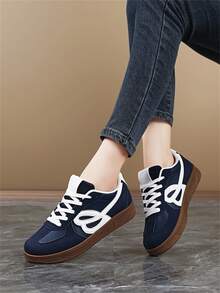 Couple's Retro Casual Thick Sole Sneakers, Breathable Campus Style Running Shoes - Blue - View 6