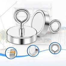 1 nam châm dụng cụ câu cá siêu mạnh, nam châm tròn chịu lực cao, nam châm neodymium cỡ lớn dùng để gỡ thẻ, lực hút mạnh, công suất cao, thích hợp cho việc thu hồi đồ vật ở hồ, sông, bãi biển và sân vườn. - Bạc - Xem 7
