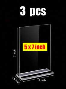8.5英寸×11英寸、5英寸×7英寸、4英寸×6英寸T型亚克力标牌架展示架，多件装（1/3/6/12），适用于家庭、办公室、零售店、餐厅、婚礼、情人节、返校季、菜单、卡片、传单展示，空白亚克力标牌 - 彩色 - 查看 9
