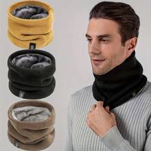 1pc Solid Color Thermal Lined Neck Warmer, Casual Cold-Proof Unisex Scarf, Suitable For Daily Wear, Autumn/Winter,Holiday,Travel - Black - View 1