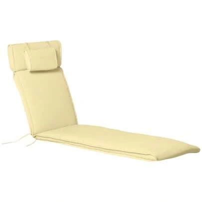 Outsunny Reclining Garden Chair With Headrest, Polyester Fiber Cotton Cream White 198x53x5cm On Site