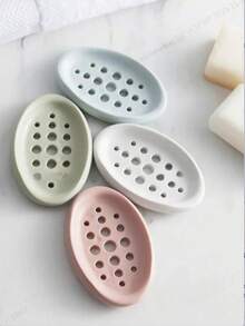 1pc Silicone Soap Dish - Stylish Oval Self-Draining Soap Holder With Multifunctional Storage Rack - Perfect For Bathroom Countertops, Sinks, And Countertops, Ideal For Keeping Soap Bars Within Reach, Space-Saving Bathroom Accessories