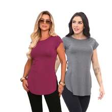 Kit Of 2 Women's Long-Sleeved Gym Tops With Butt-Covering Effect. - 楓木/鉛 - View 1