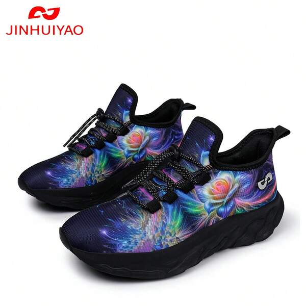 JINHUIYAO JIN HUI YA0 Ultra-Lightweight Women's Breathable Knit Running Shoes - Soft, Comfortable And Breathable Lace-Up Sports Shoes, Suitable For Outdoor Activities In Spring, Summer And Autumn.