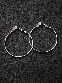 1 Pair Plated Clip-On Earrings, Classic & Versatile, Fake Earrings, Clip-On, Suitable For Daily Wear And Parties, Round Clip-On Earrings - Large Hoop Earrings - View 6