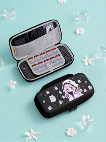 1pc Anime Girls & Ghosts Storage Bag , Compatible With Switch OLED/Switch NS Console, Protective Hard Shell Bag With Integrated Stand & 10 Game Card Storage, Portable & Shockproof Game Card Holder, Suitable For Portable Travel, Providing Protection For Game Console And Accessories Against Impacts And Drops - Multicolor - View 15