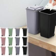 12 Pieces Practical Mini Desktop Trash Can (22 Oz), Multi-Functional Small And Compact Roadside Trash Bin With Lid - Small Plastic Desktop Waste, Unique Office Pen Holder, Compact Counter Waste Bin For Home, Kitchen And Desktop - 12pcs - View 1