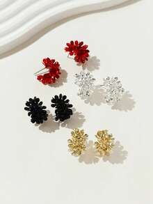 LADYCOCO 4 Pairs Fashionable Elegant Multilayer Floral Earrings Set For Women - Multicolor - View 4