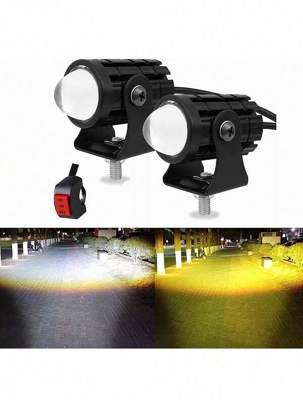 Focos Mini proyector Luz antiniebla Lámpara de conducción delantera con interruptor de tres líneas Lámpara antiniebla con interruptor nuevo (12 V, 36 W)