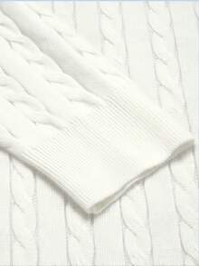 Men's Casual Versatile Solid Color Twist Knit Crew Neck Sweater - White - View 5