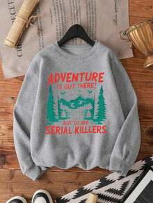 Women Round Neck Long Sleeve Casual Blouse, Daily Wear - 灰色 - 查看 2