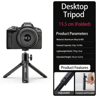 Trípode de bola de cabeza mini de escritorio de aluminio de aleación con cabezal de bola panorámica de 360°