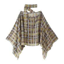 Women Casual Plaid Print Loose Cape Tops Summer - 彩色 - 查看 8