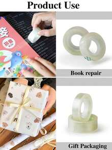 10/5/1 Rolls Of Super Strong Transparent Tape - 0.8cm Wide (0.32 Inches), Suitable For Gift Wrapping, Office, Crafts, Home, Warehouse, Mailing, Neatly Stacked Rolls, OfficeCrafting.Christmas Gifts - Multicolor - View 10