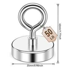 1 nam châm dụng cụ câu cá siêu mạnh, nam châm tròn chịu lực cao, nam châm neodymium cỡ lớn dùng để gỡ thẻ, lực hút mạnh, công suất cao, thích hợp cho việc thu hồi đồ vật ở hồ, sông, bãi biển và sân vườn. - Bạc - Xem 10