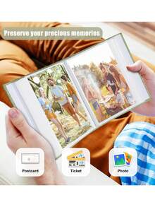 4x6英寸亚麻封面相册，可容纳多达100张4R照片，适合家庭聚会、婚礼、旅行、宝宝和节日照片。 - 彩色 - 查看 5