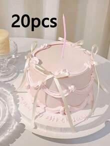 10/20pcs Ribbon Bow Cake Decorations, Silk Cake Skirt, Graduation Cake Toppers, Birthday Party Table Decorations,Birthday Cake Topper Balletcore Birthday Cake Topper Black Bow Ribbon Cake Decoration For Birthday Shower Wedding Party - Multicolor - View 21