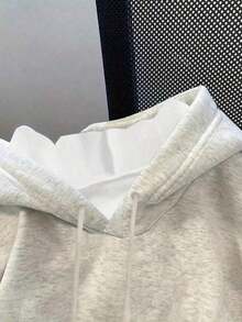 Trenfashion Women's Oversized Hoodie Baggy Gray Y2K Seashell & Starfish Printed Graphic Sweatshirt With Geometric Ocean Logo Pocket Soft Casual Drop Shoulder Pullover Sweatshirt Long Sleeve Top For Beach Dress Up And Everyday Wear Relaxed Fit Cute Print Versatile Style Unisex Plus Size Sweatshirts Hoodies - Light Grey - View 4