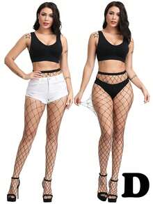 Women's Sexy Fishinet Tights, For Daily Life, High Waisted Mesh Pantyhose, Slim Fit, Comfortable, Suitable For All Seasons, Dates, Parties, Dances, Fashion, Personalized, Sexy, Versatile  Fabric    Hollow Out - màu đen - Xem 5