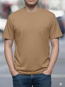 PLAYERA MANGA CORTA CUELLO REDONDO LISA - Óxido marrón - Ver 3