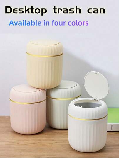 1pc Mini Cute Desktop Trash Can With Lid, Suitable For Bedroom, Office, Kitchen, Bathroom And Other Home Use. Mini Desktop Trash Can, Press-Type Design, Suitable For Living Room, Car, Bedroom, Dining Room And Other Places.