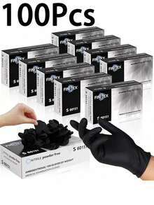 100 Pcs Nitrile Disposable Gloves-Latex Free, Non Rubber Gloves For Cleaning, Cooking, Food Prepping, Professional Protective Gloves(Black/100-Ct Box) - 黑色 - 查看 9
