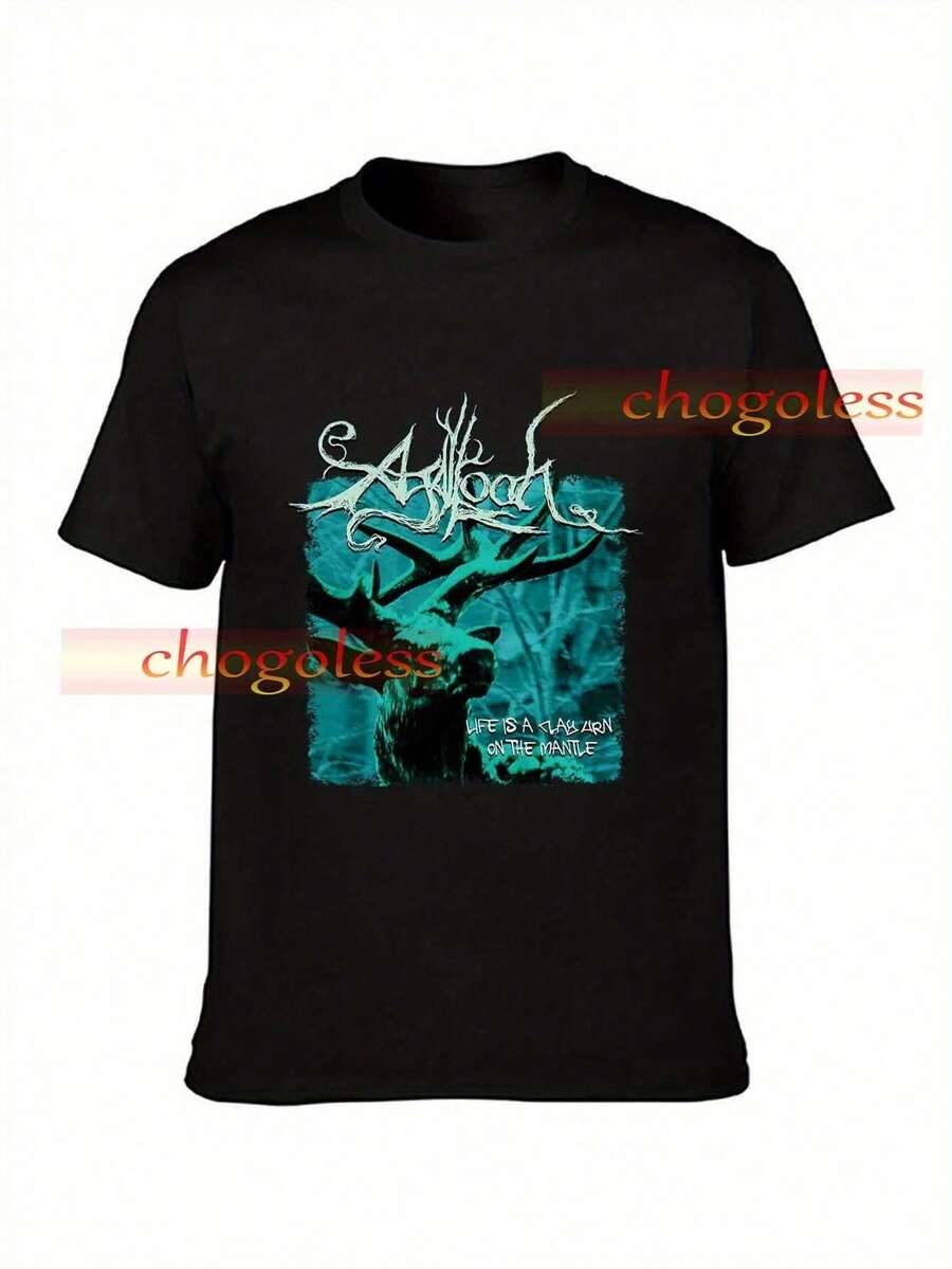 Édition limitée T-shirt de l'album The Mantle d'Agalloch V2 - T-shirt de groupe de heavy metal avec graphique bleu-vert, t-shirt de folk metal noir pour hommes, coupe régulière pour concert et usage casual, t-shirts de groupe de rock, qualité d'impression durable - Noir - Voir 1