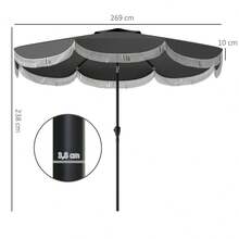 Outsunny Parasol Ø269, Octagonal Parasol Protection, Balcony Parasol For Garden, Dark Grey On Site